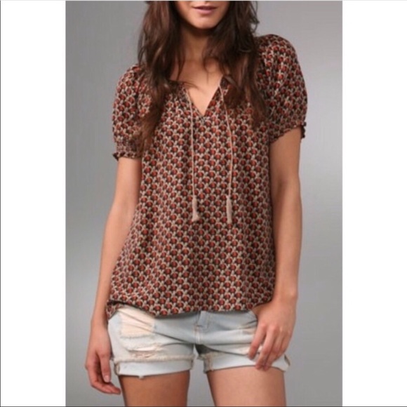 Joie Tops - Joie silk elephant print peasant top